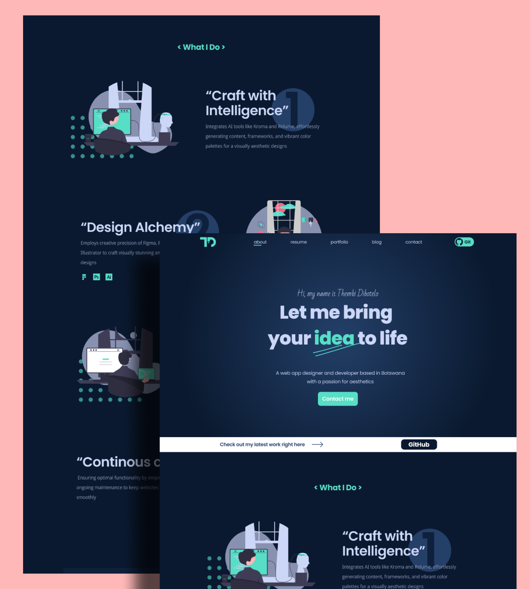 Mockup portfolio design for a freelance developer